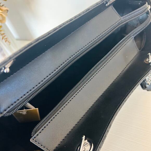 Michael Kors Purse jet set travel large chain tote shoulder bag black signature - Picture 8 of 10